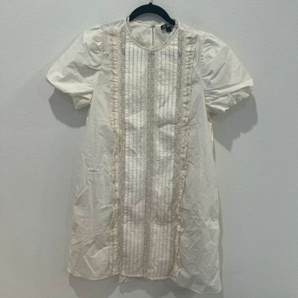 J Crew Lace Trim Pintuck Lace & Ruffles Dress small